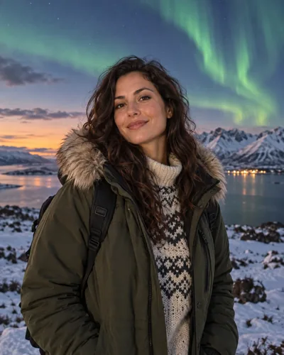 AI-created example: A man beneath the northern lights in Iceland