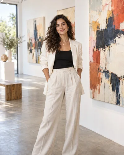 AI-created example: A person at an imagined first art exhibition